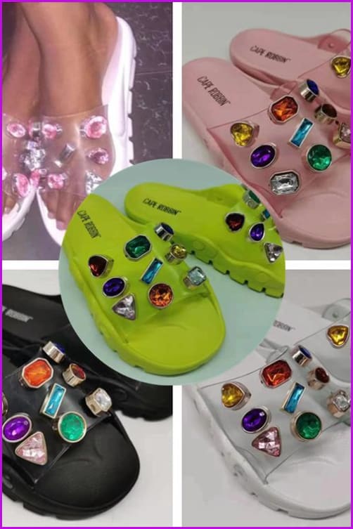 4 Colors Crystal Slippers Sandles F165 - Furdela Wholesale