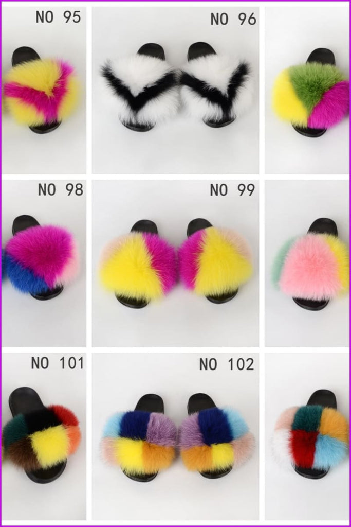 {5-7 days wait for make} New Color Fox Fur Slides F639 - Furdela
