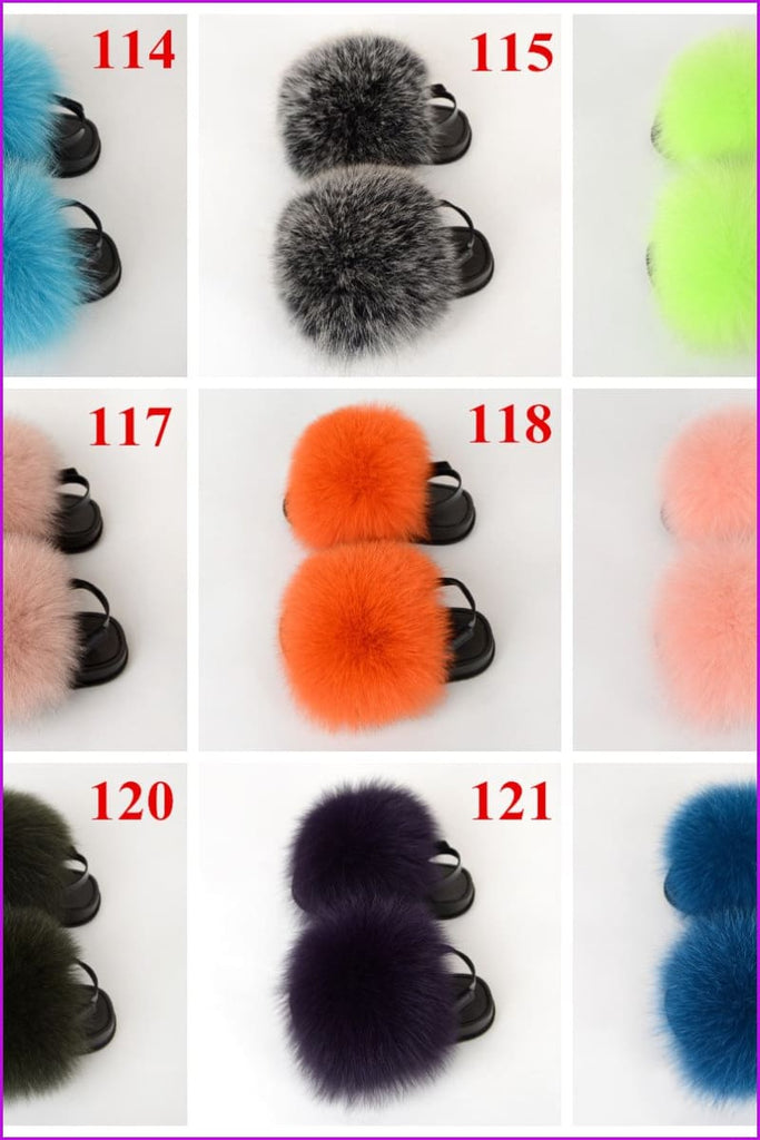 {5-7 days wait for make} New Color Kids Fox Fur Slides F701 - Furdela