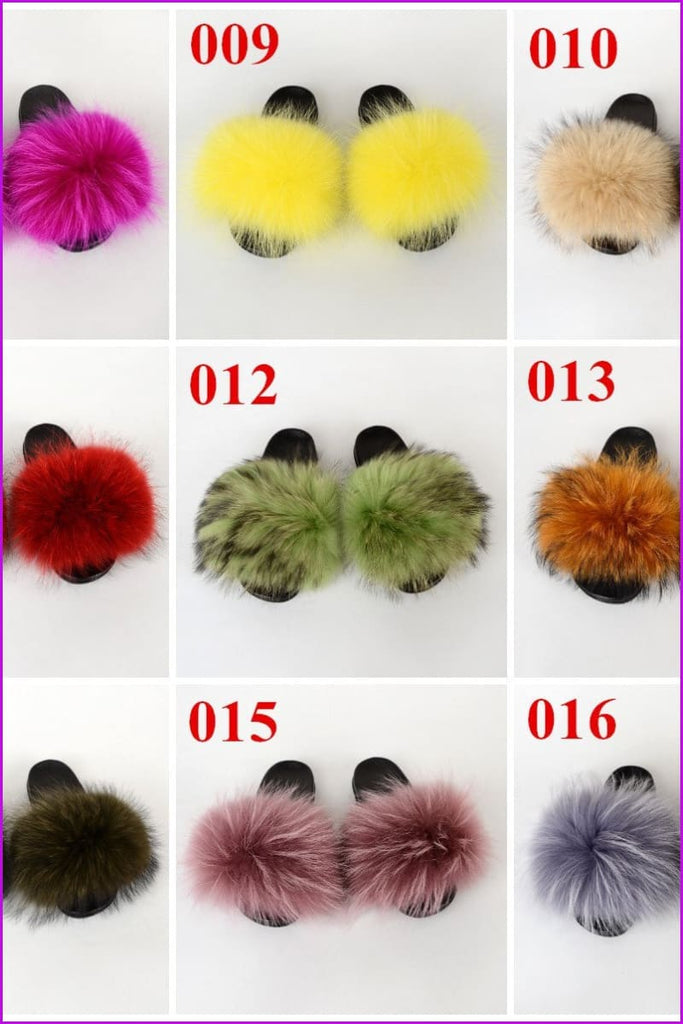 {5-7 days wait for make} New Color Raccoon Fur Slides F581 - Furdela