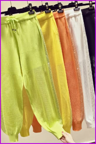 5 Colors Black White Orange Green Yellow Bling Pants F131 - Furdela