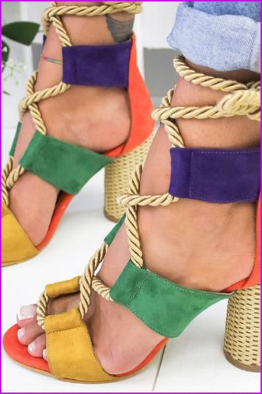 8 Colors Fashion Rope Pumps High Heel Sandal Shoes F174 - Furdela