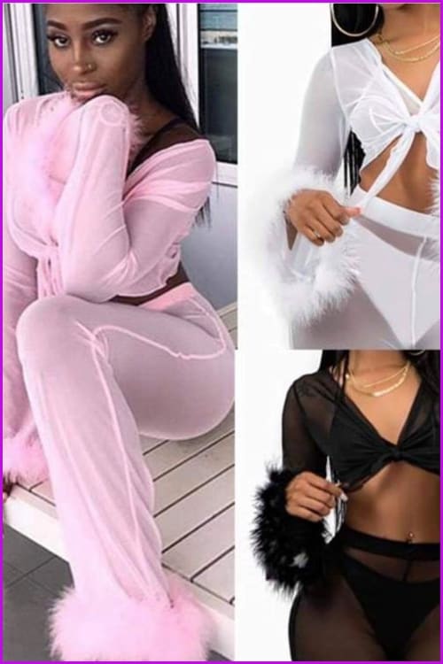 Black/Pink/White Sweet Fluffy Tulle Top/Pants Set F154 - Furdela