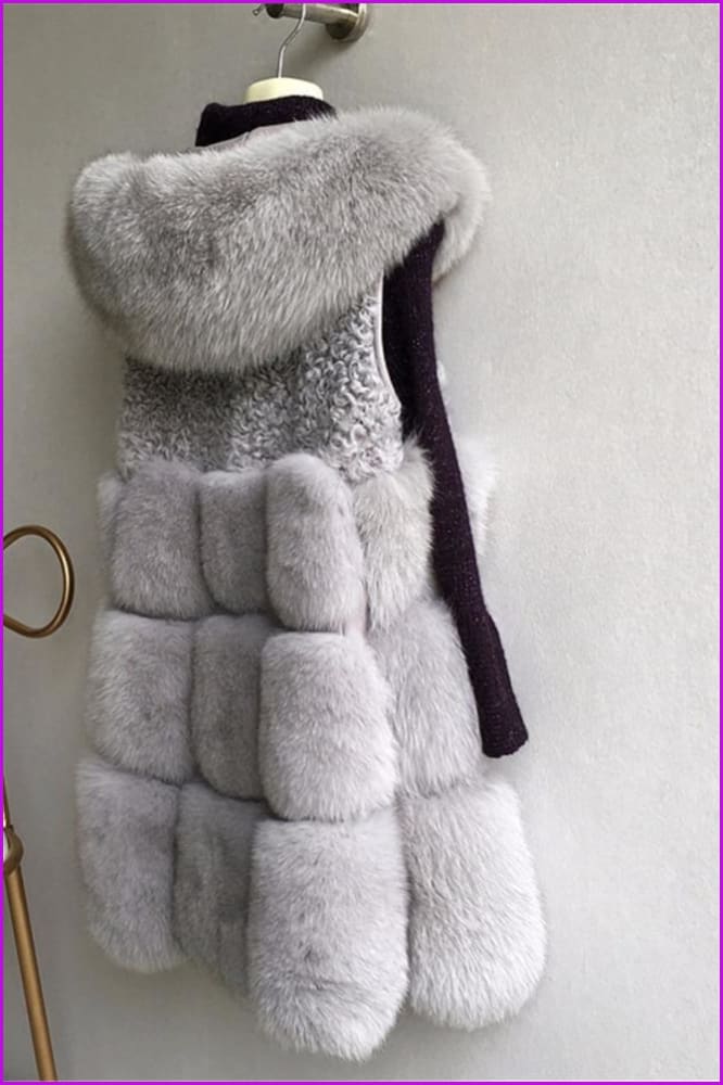Hooded Fox Fur Gilet 70cm DO1595 - Furdela