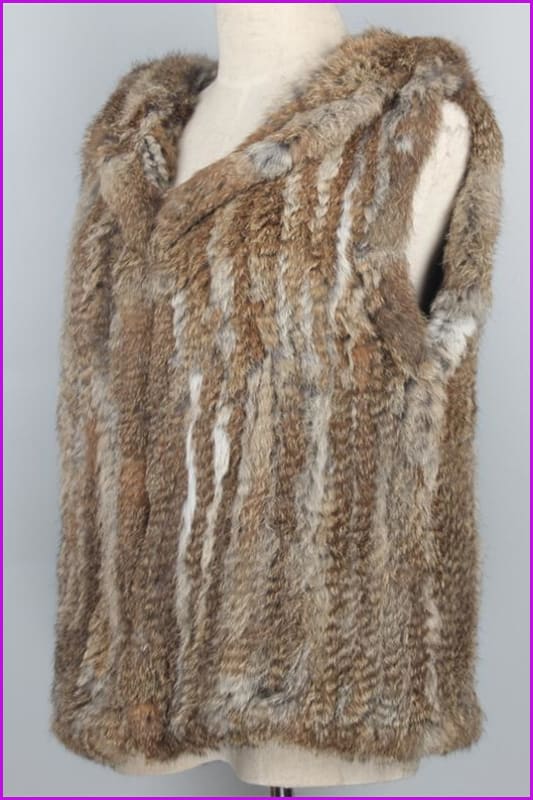 Hooded Rabbit Fur Gilet DO1060 - Furdela