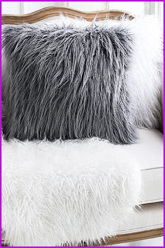 Iron Grey Mongolian Lamb Fur Pillow Covers DO777 - Furdela Wholesale