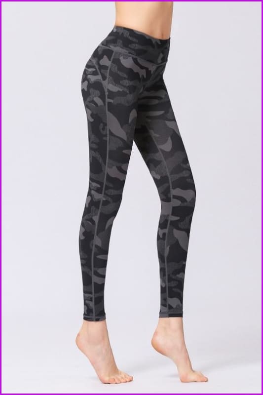Print Sports Fitness Camouflage Yoga Pants F940 - Furdela