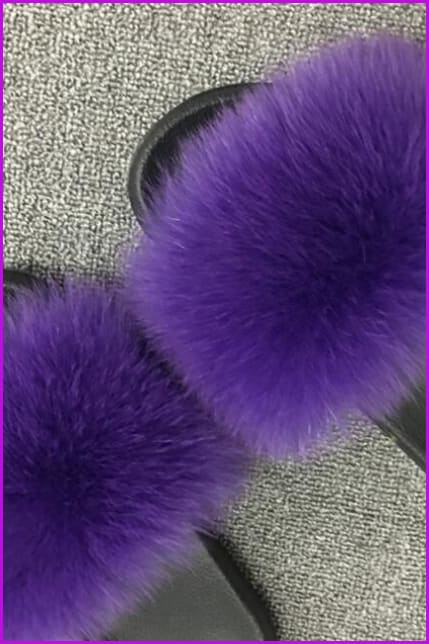 Purple Fox Full-Pelt Fur Sliders DF003 - Furdela