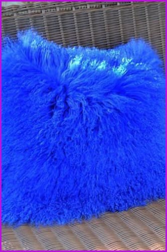 Royal Blue Mongolian Lamb Fur Pillow Covers DO777 - Furdela