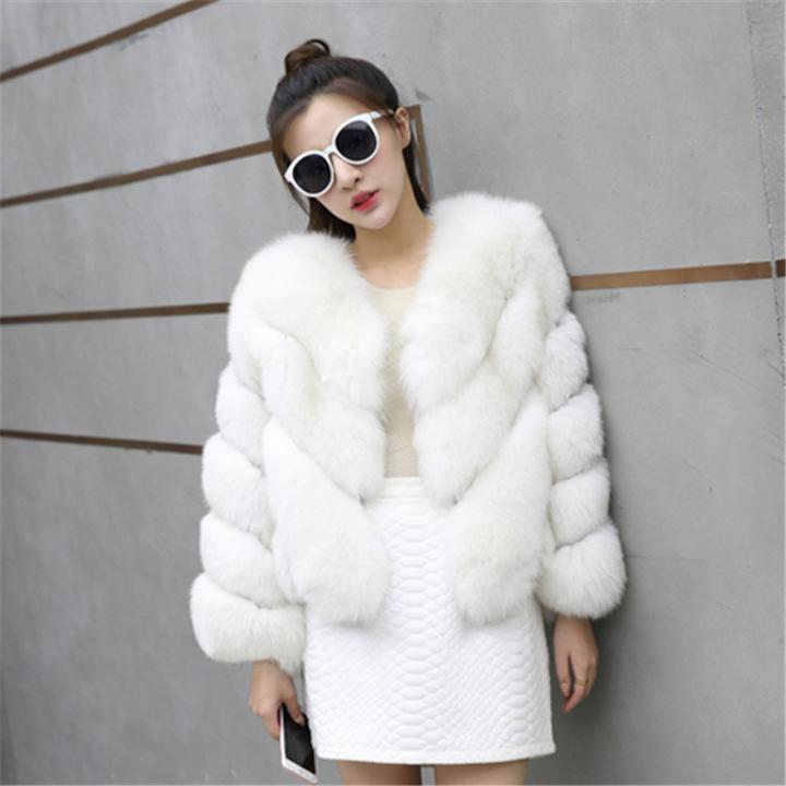 Natural White Fox Fur Coat 50CM DO1531 - Furdela